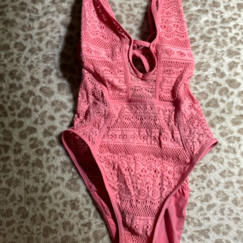 BECCA Pink Textured Bodysuit One Piece